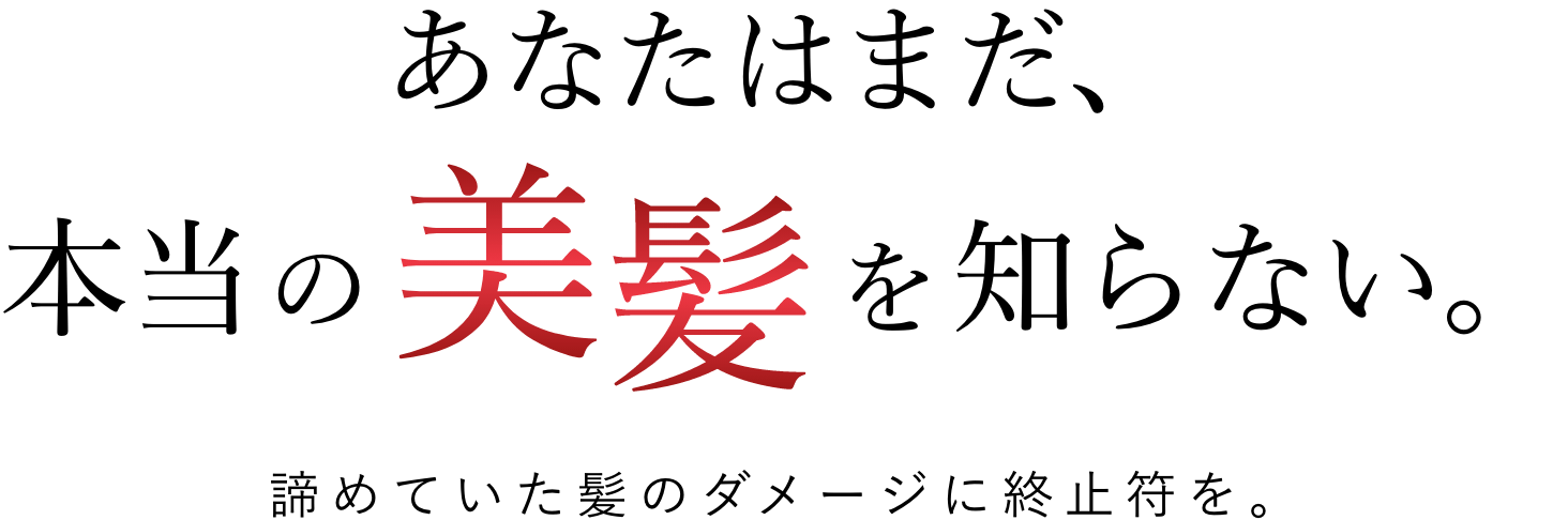 あなたはまだ、本当の美髪を知らない。諦めていた髪のダメージに終止符を。